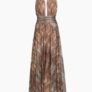 Reyna Abstract Sequined Halterneck Chevron Gown